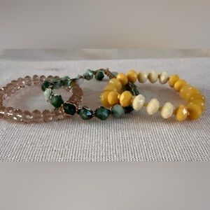 Yellow and Green Beaded Stretch Bracelets - Women Jewelry